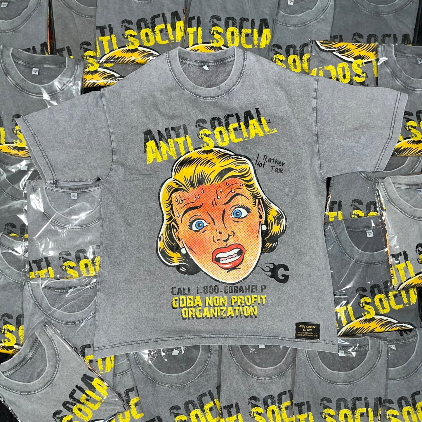 Anti social washed T